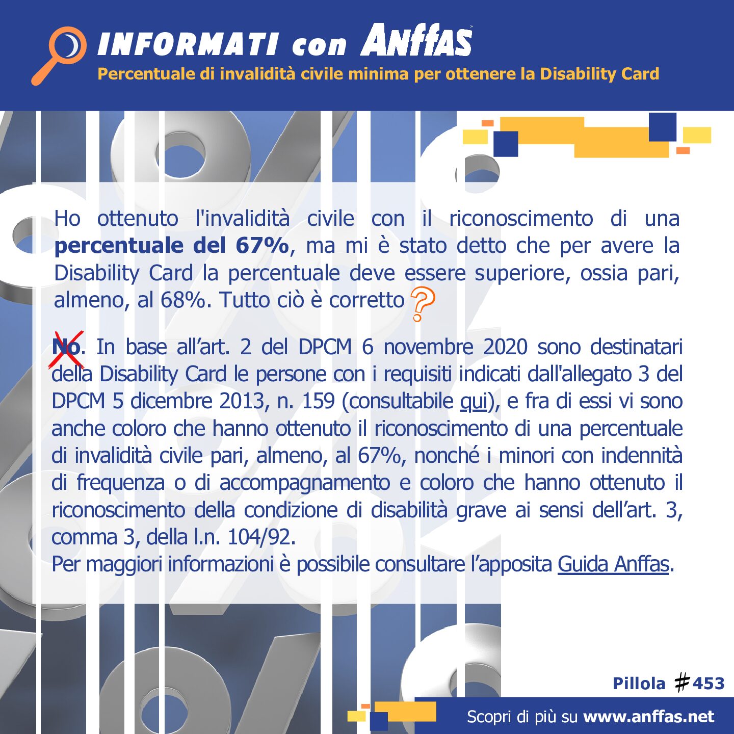 DISABILITY CARD: LA PERCENTUALE DI INVALIDITA’